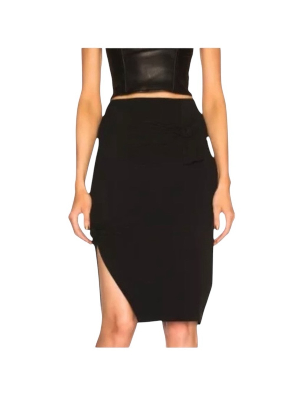 new Helmut Lang ♌︎ Slinky Sexy Knot Mini Skirt ♌︎ Black Stretch Jersey ♌︎ Large - Picture 9 of 16